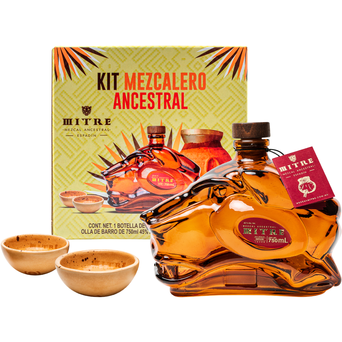 Kit Mezcalero Ancestral | Mezcal Mitre Ancestral + 2 Vasos de Cerámica