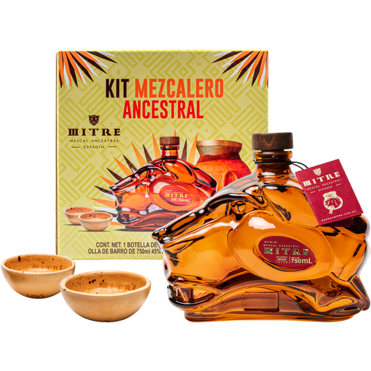 Kit Mezcalero Ancestral | Mezcal Mitre Ancestral + 2 Vasos de Cerámica